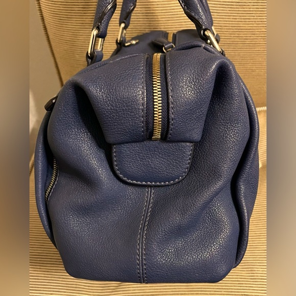 MCM Slate Blue Pebbled Saffiano Leather Satchel - Picture 12 of 17